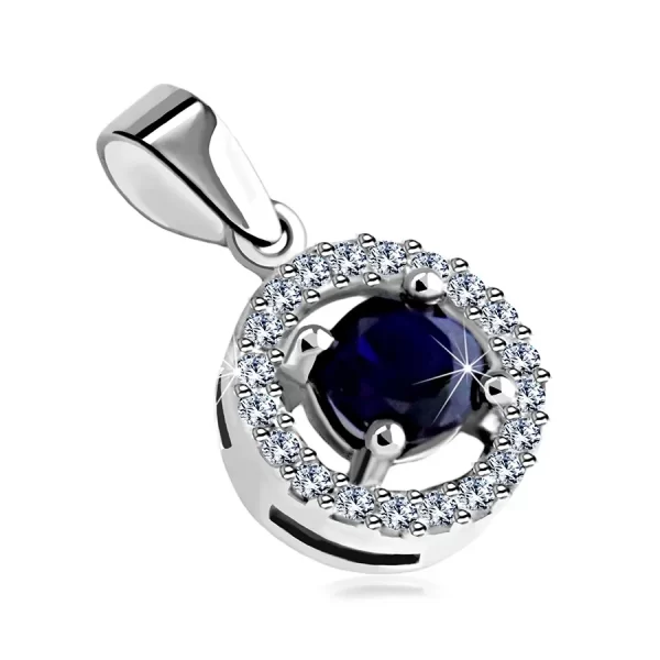 14k-obesek-iz-belega-zlata-okrogel-temno-modri-safir-cirkonska-linija