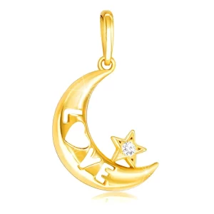 diamantni-obesek-iz-14k-rumenega-zlata-luna-z-napisom-quotlovequot-zvezda-z-brilijantom