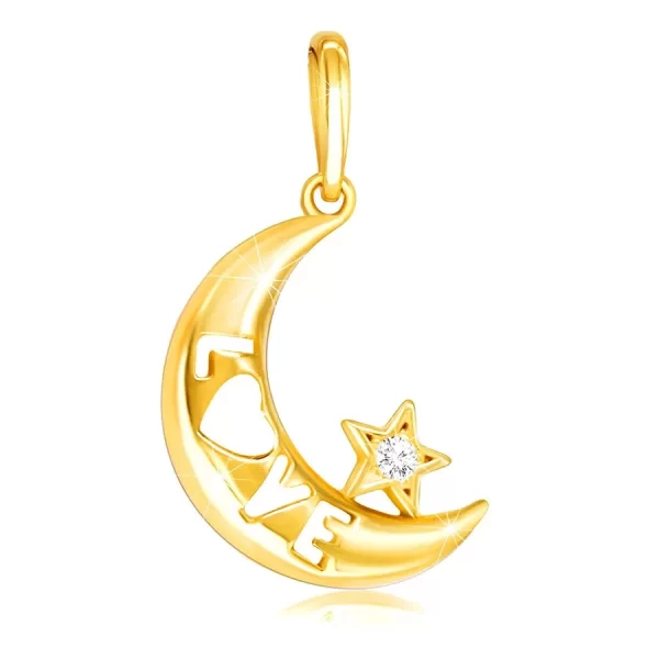 diamantni-obesek-iz-14k-rumenega-zlata-luna-z-napisom-quotlovequot-zvezda-z-brilijantom