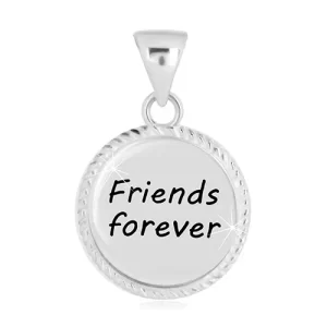 obesek-iz-srebra-925-narebrena-obroba-napis-friends-forever